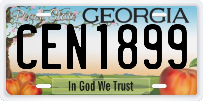 GA license plate CEN1899