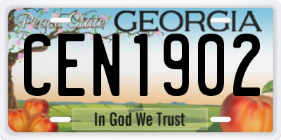 GA license plate CEN1902