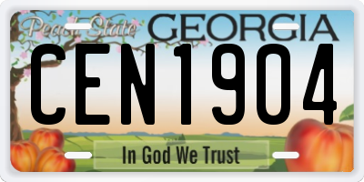 GA license plate CEN1904