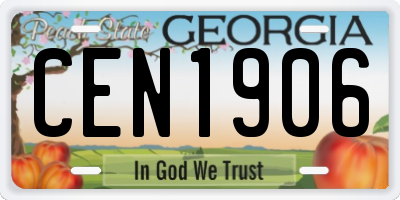 GA license plate CEN1906