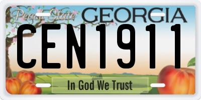 GA license plate CEN1911