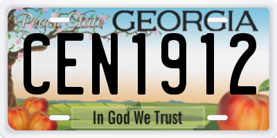 GA license plate CEN1912
