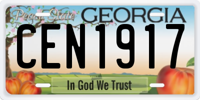 GA license plate CEN1917