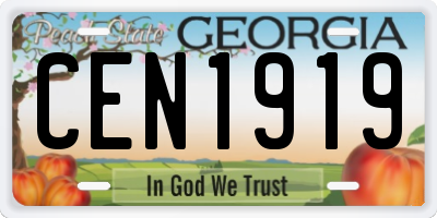 GA license plate CEN1919