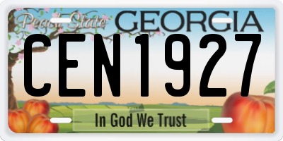 GA license plate CEN1927