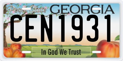 GA license plate CEN1931