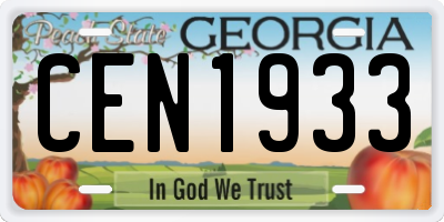GA license plate CEN1933