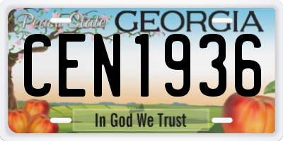 GA license plate CEN1936