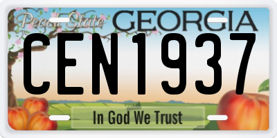 GA license plate CEN1937