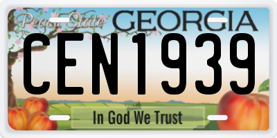 GA license plate CEN1939