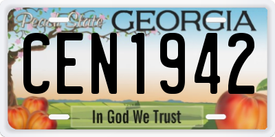 GA license plate CEN1942