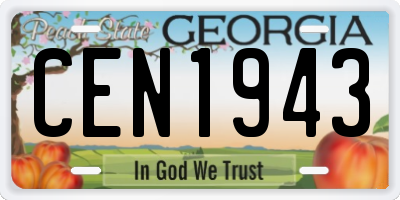 GA license plate CEN1943