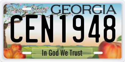 GA license plate CEN1948