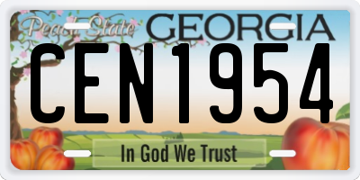 GA license plate CEN1954