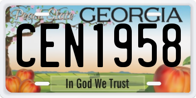 GA license plate CEN1958