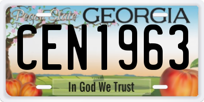 GA license plate CEN1963