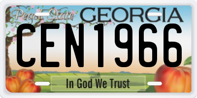 GA license plate CEN1966