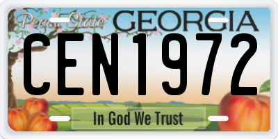 GA license plate CEN1972