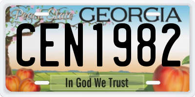 GA license plate CEN1982