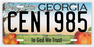 GA license plate CEN1985