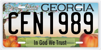 GA license plate CEN1989
