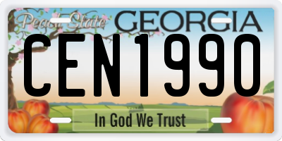GA license plate CEN1990