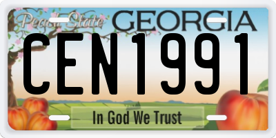 GA license plate CEN1991