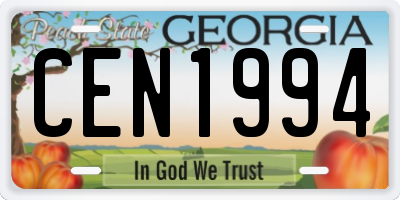 GA license plate CEN1994