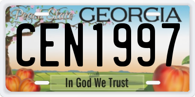 GA license plate CEN1997