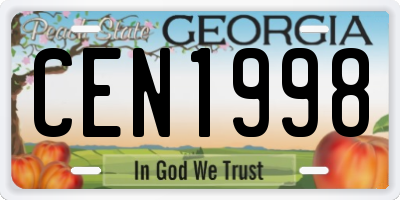 GA license plate CEN1998