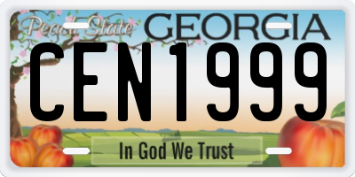 GA license plate CEN1999