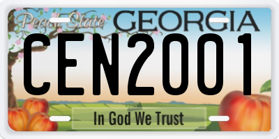 GA license plate CEN2001