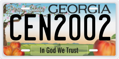 GA license plate CEN2002
