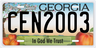 GA license plate CEN2003