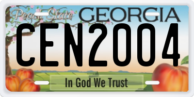 GA license plate CEN2004