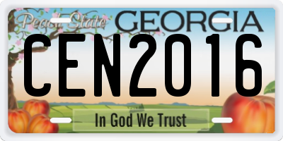 GA license plate CEN2016