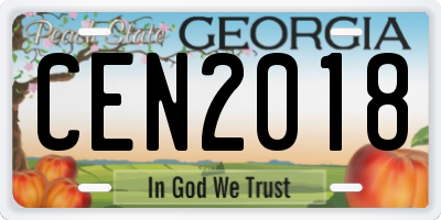 GA license plate CEN2018