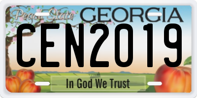 GA license plate CEN2019