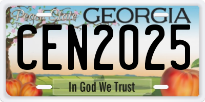 GA license plate CEN2025