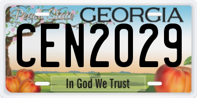 GA license plate CEN2029