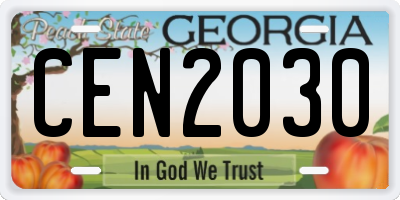 GA license plate CEN2030