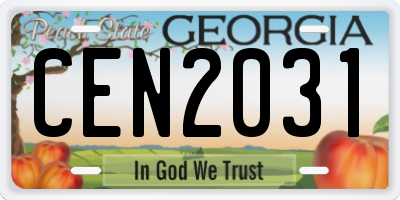 GA license plate CEN2031