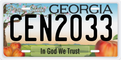 GA license plate CEN2033