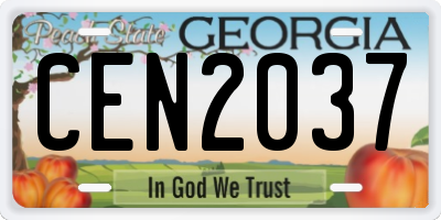 GA license plate CEN2037