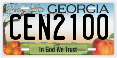 GA license plate CEN2100