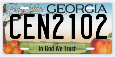 GA license plate CEN2102