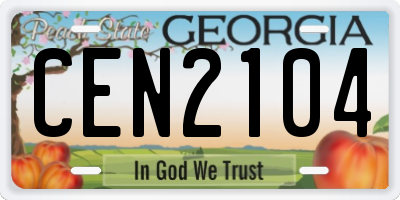 GA license plate CEN2104