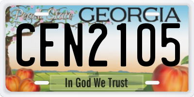GA license plate CEN2105