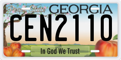 GA license plate CEN2110