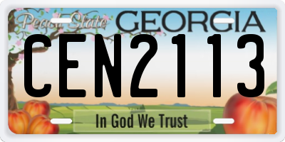 GA license plate CEN2113